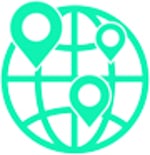 Icon of the world with multiple location map icons