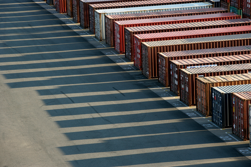 shipping containers lined up
