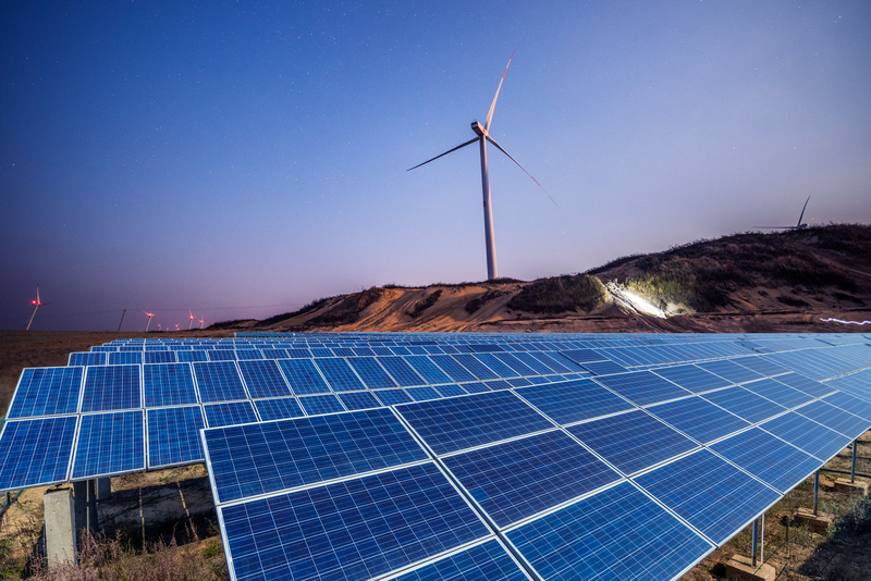 solar panel and turbine