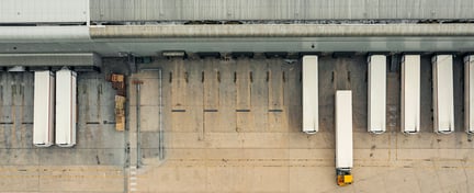 Aerial view of shipping containers